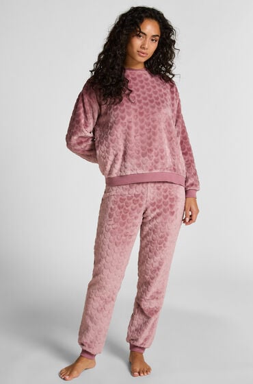 Hunkemöller Pyjamas i fleece hjerte lilla