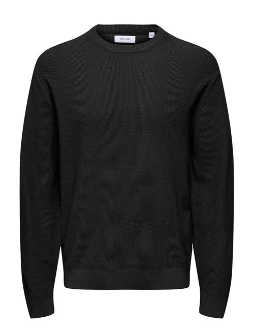 Onstony Ds 12 Ls Waffle Crew Knit Noos ONLY & SONS Black
