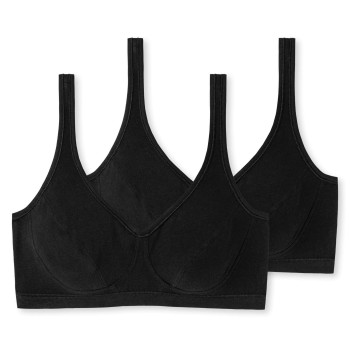 Schiesser Bh 2P 95-5 Organic Cotton Bustier With Cups Sort bomuld C 70 Dame