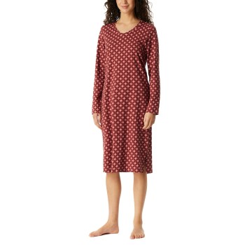 Schiesser Comfort Essentials Longsleeve Sleepshirt Rød bomuld 46 Dame