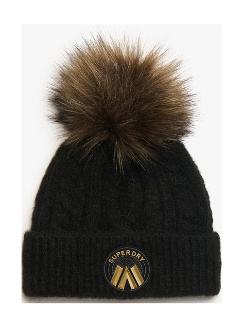 Cable Luxe Knit Beanie Hat Superdry Black