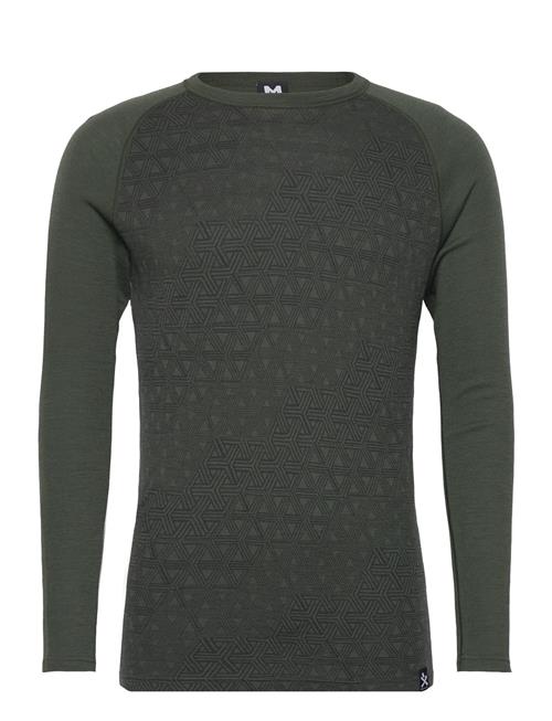 Geo Merino Wool Crew Bula Green