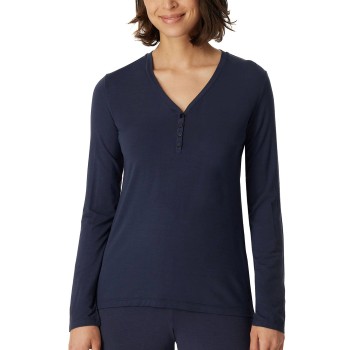 Schiesser Mix and Relax Shirt With Buttons Blå modal X-Large Dame