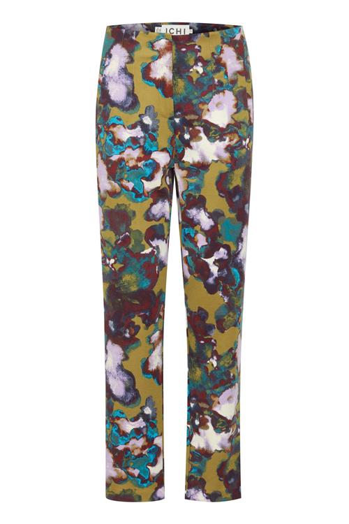 ICHI Bukser 'Kate'  turkis / brun / kiwi / hvid