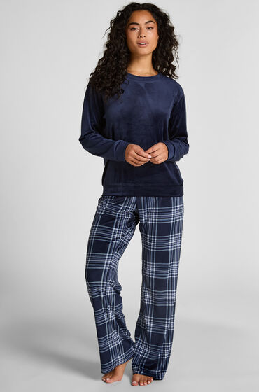 Hunkemöller Pyjamassæt Velours Blå