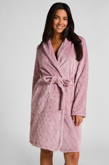 Hunkemöller Kort flannelmorgenkåbe lilla