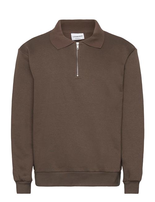 Sweat Polo With Zip L/S Lindbergh Brown