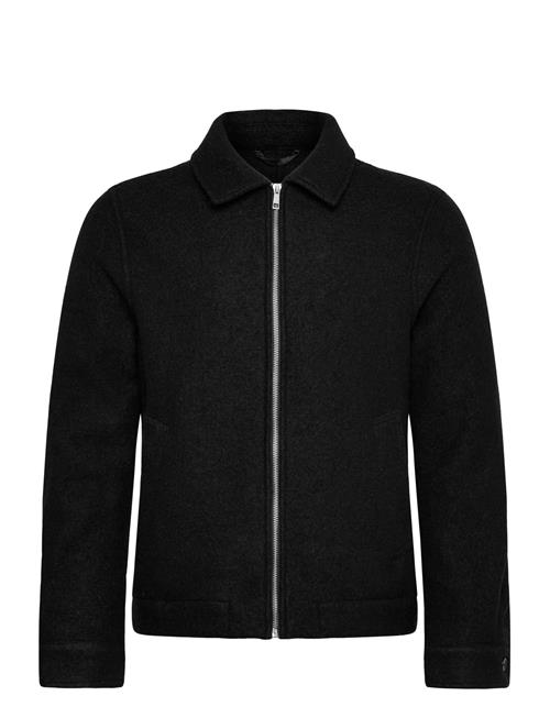 Wool Blend Zip Through Overshirt Lindbergh Black