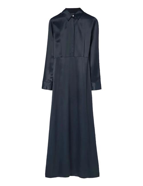Maxi Satin Shirt Dress Lexington Clothing Navy