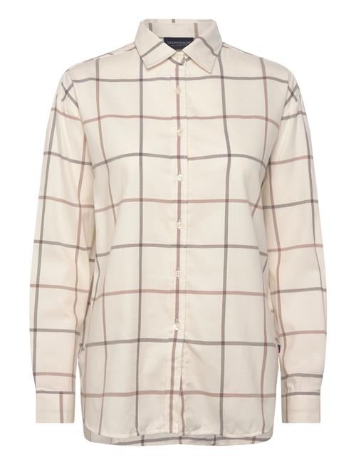 Casual Organic Cotton Check Flannel Shirt Lexington Clothing Cream