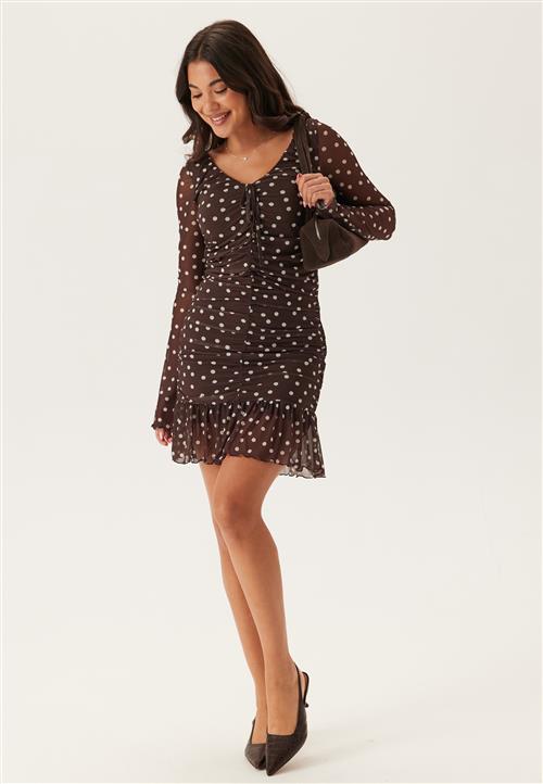 BUBBLEROOM Ruched Mesh Frill Dress
