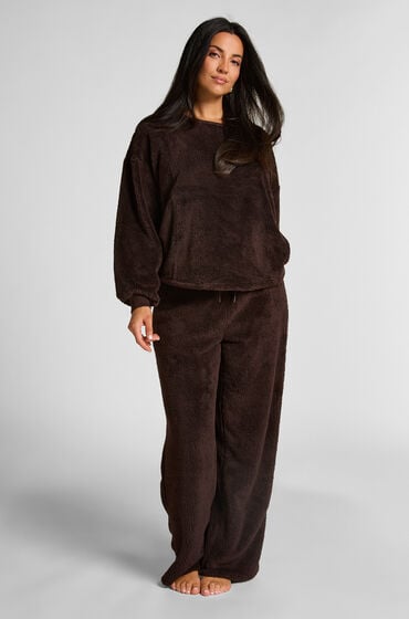 Hunkemöller Langærmet top i blød fleece Brown