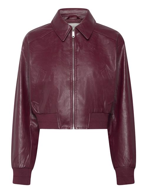 A-Cropped Crinkle Faux Leather B Calvin Klein Jeans Burgundy