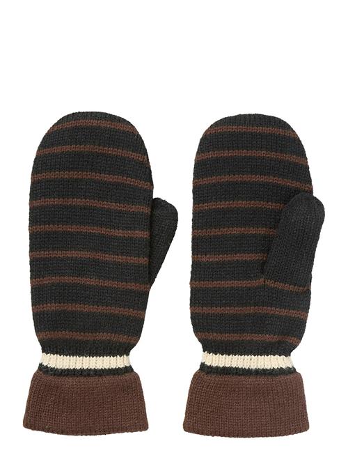 Thin Striped Emerald Mittens Becksöndergaard Brown