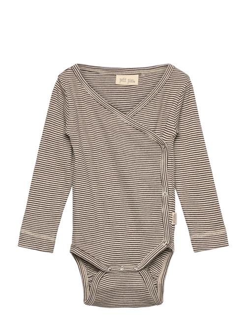 Ppdian Body L/S Fold Over Stripe Nb Petit Piao Brown