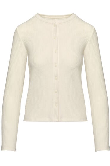 Hunkemöller CARDIGAN LS BRUSHED JERSEY RIB Hvid