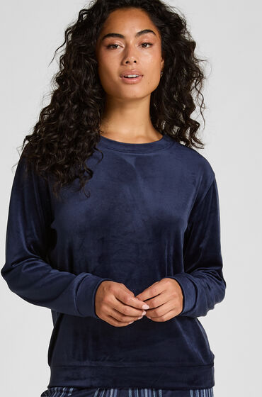 Hunkemöller Pyjamassæt Velours blå