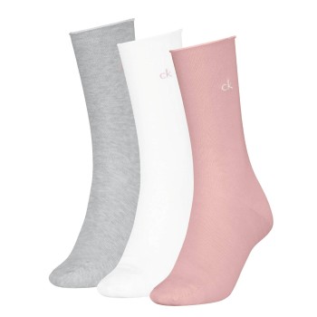 Calvin Klein Strømper 3P Classic Socks For Women Rosa/Grå Str 39/42 Dame