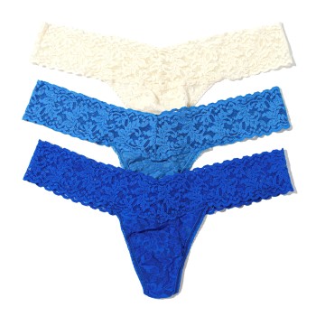 Hanky Panky Trusser 6P Low Rise Lace Thong Blå/Hvid nylon One Size Dame