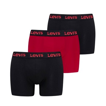 Levis 3P Repeat Logo Boxer Brief Multi Sort/Rød bomuld Large Herre