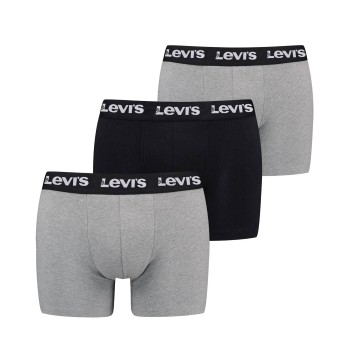 Levis 3P Repeat Logo Boxer Brief Multi Sort/Grå bomuld Large Herre