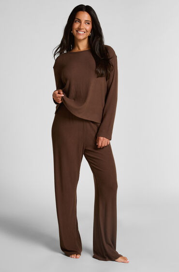 Hunkemöller Bukser i børstet jersey Brun