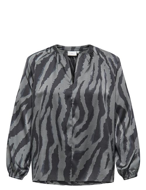 Carzorra L/S O-Neck Split Top Wvn ONLY Carmakoma Black