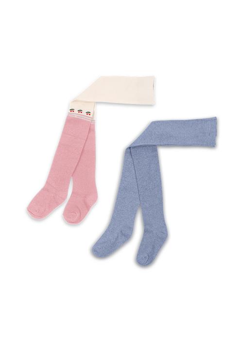 Konges Sløjd Cherry Lurex 2-pak Strømpebukser Purple Pink Dolphin  Purple/Pink Dolphin 80/86 cm  Lilla  80/86 cm  kvinde