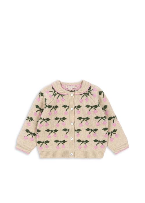 Konges Sløjd Belou Cardigan Med Strikket Krave Cherry  Cherry 18 months  Beige  18 måneder  kvinde
