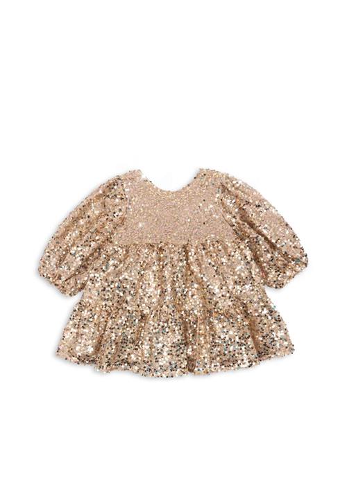 Konges Sløjd Lila Kjole Med Pailletter Og Sløjfe Gold Glitter  Gold Glitter 2 Y  Guld  2 år  kvinde