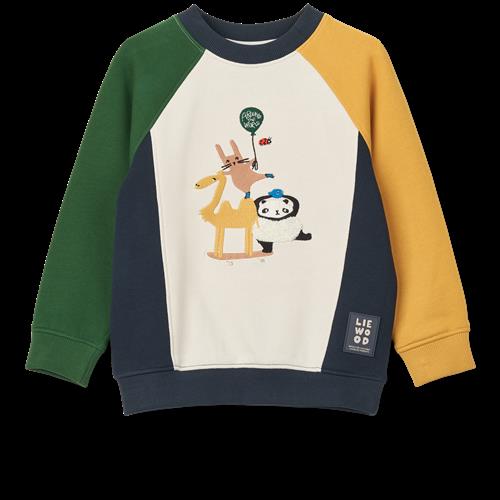 Liewood GOTS Aude Sweatshirt Med Placering Friends / Sandy / Classic Navy Multi Mix  Placement Sweatshirt-122/128 cm  Marineblå  122/128 cm  unisex