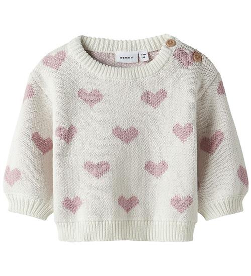 Name It Bluse - Strik - NbfOana - Cloud Dancer/Keepsake Lilac He