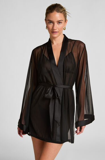 Hunkemöller Kimono Maxime Tulle Sort