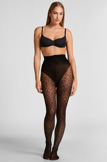 Hunkemöller Strømpebukser 15 Denier Leopard sort