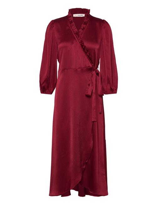 Peony 3/4 Sleeve Dress A-View Burgundy