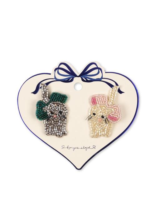 Konges Sløjd Kitty 2-Pack Bow Beaded Hair Clip Bow Kitty  Bow Kitty One Size  Hvid  One Size 3 Y+ kvinde