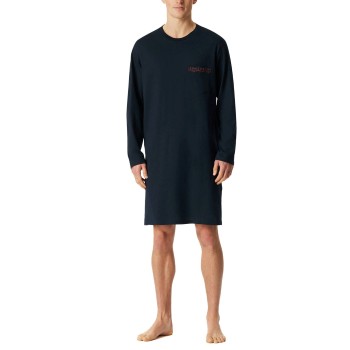 Schiesser Comfort Fit Nightwear Men Nightdress Mørkblå bomuld Medium Herre