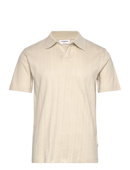 Se Jacquard V-Neck Polo S/S Lindbergh Cream ved Booztlet