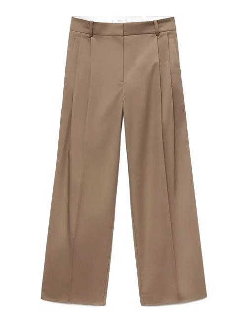 Straight Cotton Trousers With Pleats Mango Brown