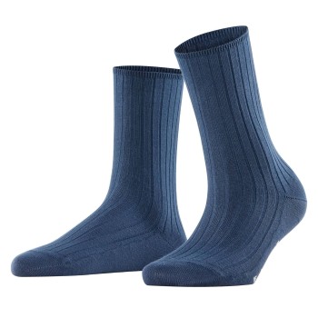 Se Falke Strømper Women Cotton Rib Socks Blå bomuld Str 35/38 Dame ved Timarco