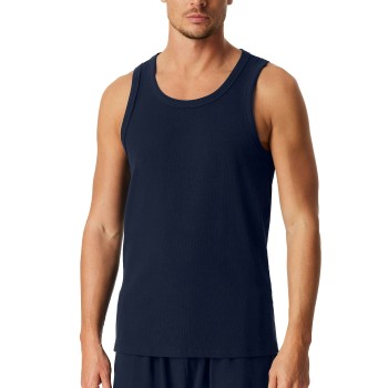 Schiesser Men Double Rib Tank Top Marineblå bomuld Large