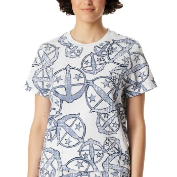 Schiesser Mix and Relax Short Sleeve Shirt Hvid Mønster bomuld Large Dame