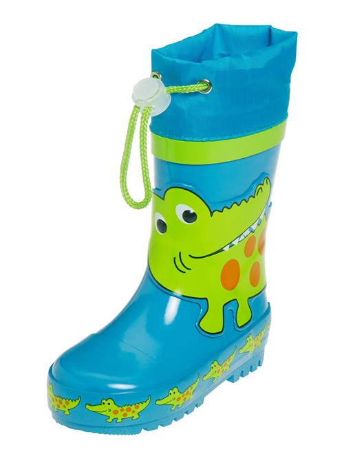 PLAYSHOES Gummistøvler 'Krokodil'  blå / lysegrøn / mørkeorange