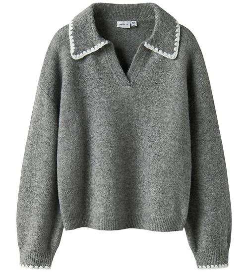 Name It Bluse - Polo Strik - NkfRikasa - Grey Melange