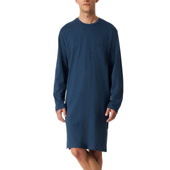 Schiesser Comfort Essential Longsleeve Sleepshirt Marineblå bomuld 3XL Herre