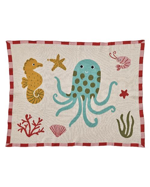 RICE A/S Baby-bomuldstæppe Coral Ocean  Coral Ocean One Size  Lyserød  One Size  kvinde