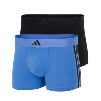 adidas 2P Active Flex Cotton 3 Stripes Low Rise Trunk Sort/Blå bomuld Small Herre