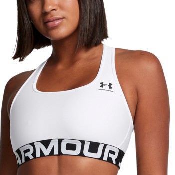 Under Armour BH Mid Branded Sport Bra Hvid polyester Large Dame