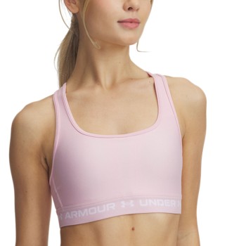 Under Armour BH Mid Crossback Sport Bra Rosa/Hvid polyester Small Dame