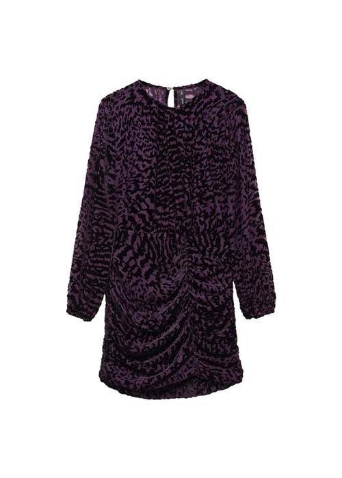 Se MANGO Kjole 'DEBORA'  mørkelilla / sort ved About You